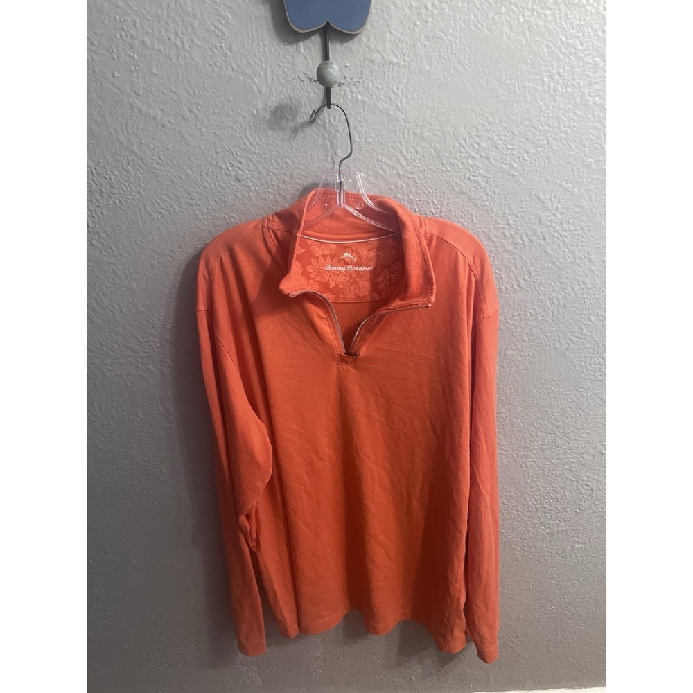 Tommy Bahama Shirt Peach Color  Mens Size  XL Long Sleeve 1/4 Zip Pullover